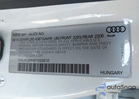 2015 Audi A3 1.8T Premium из США, поврежденный, VIN WAUACGFF6F1032810
